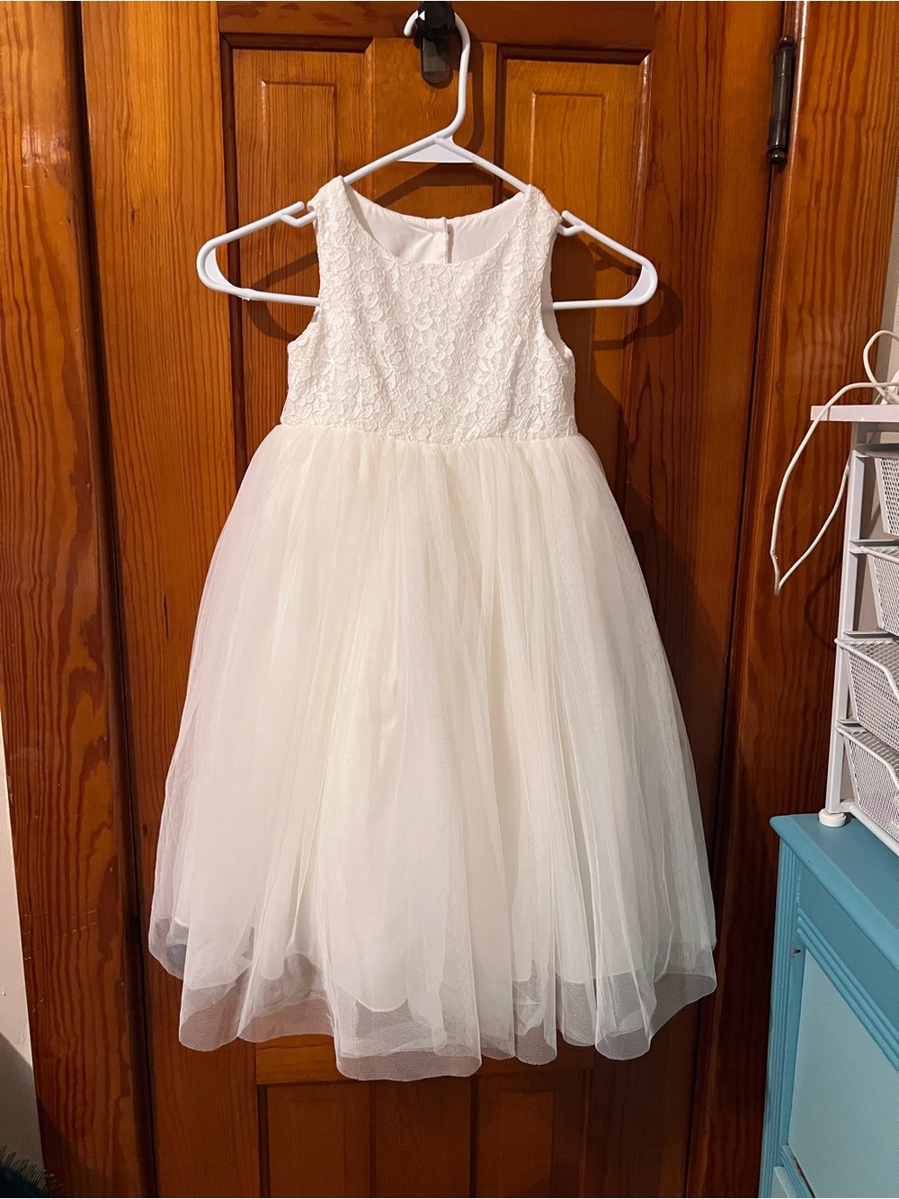 David's Bridal Ivory Lace Bodice Tulle Dress for Girls